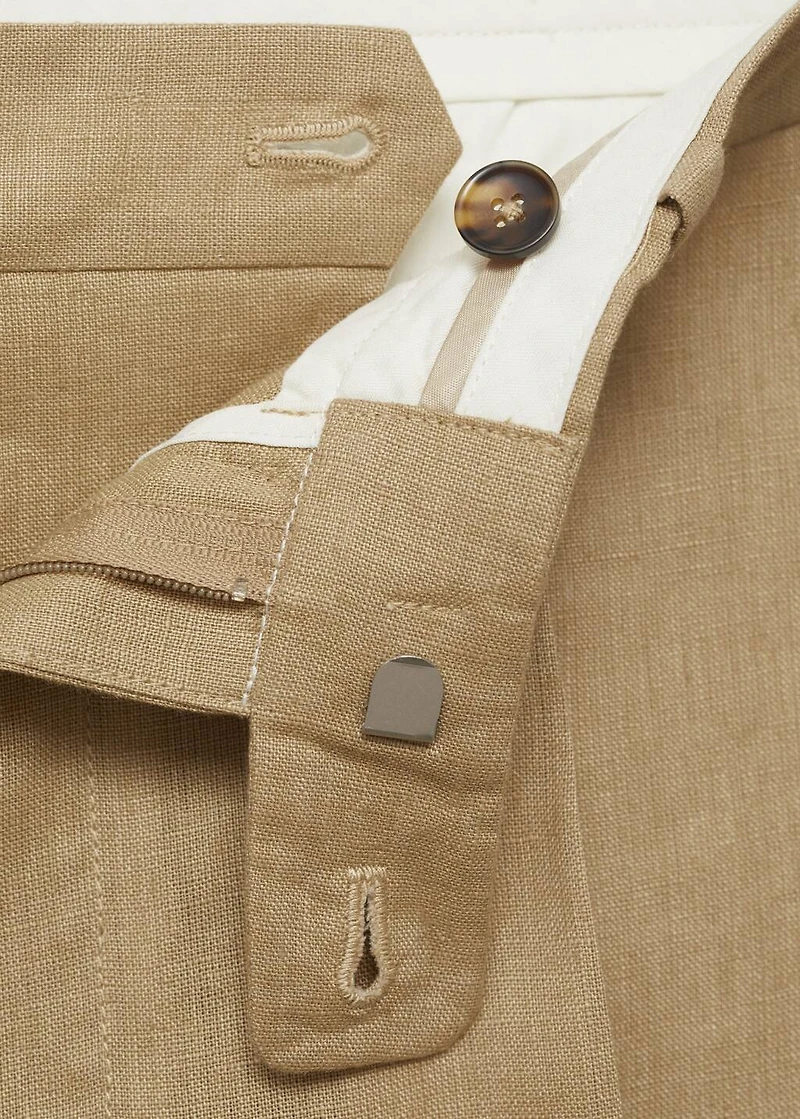 Slim-fit 100% linen pants