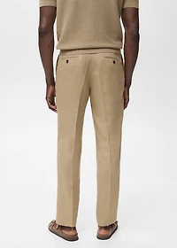 Slim-fit 100% linen pants