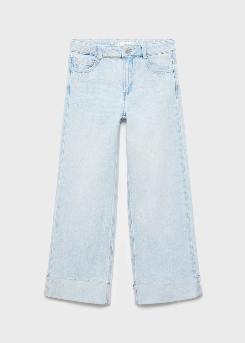 Wide leg jeans with turned-up hem