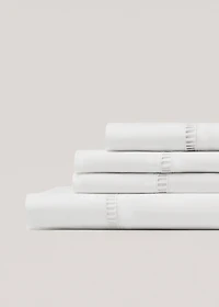 Cotton percale hemstitched top sheet for 150/160 cm bed