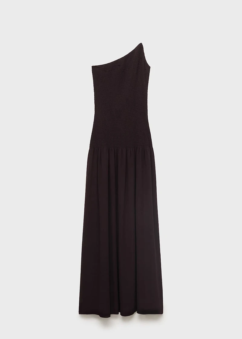 Asymmetrical dress with gathered body