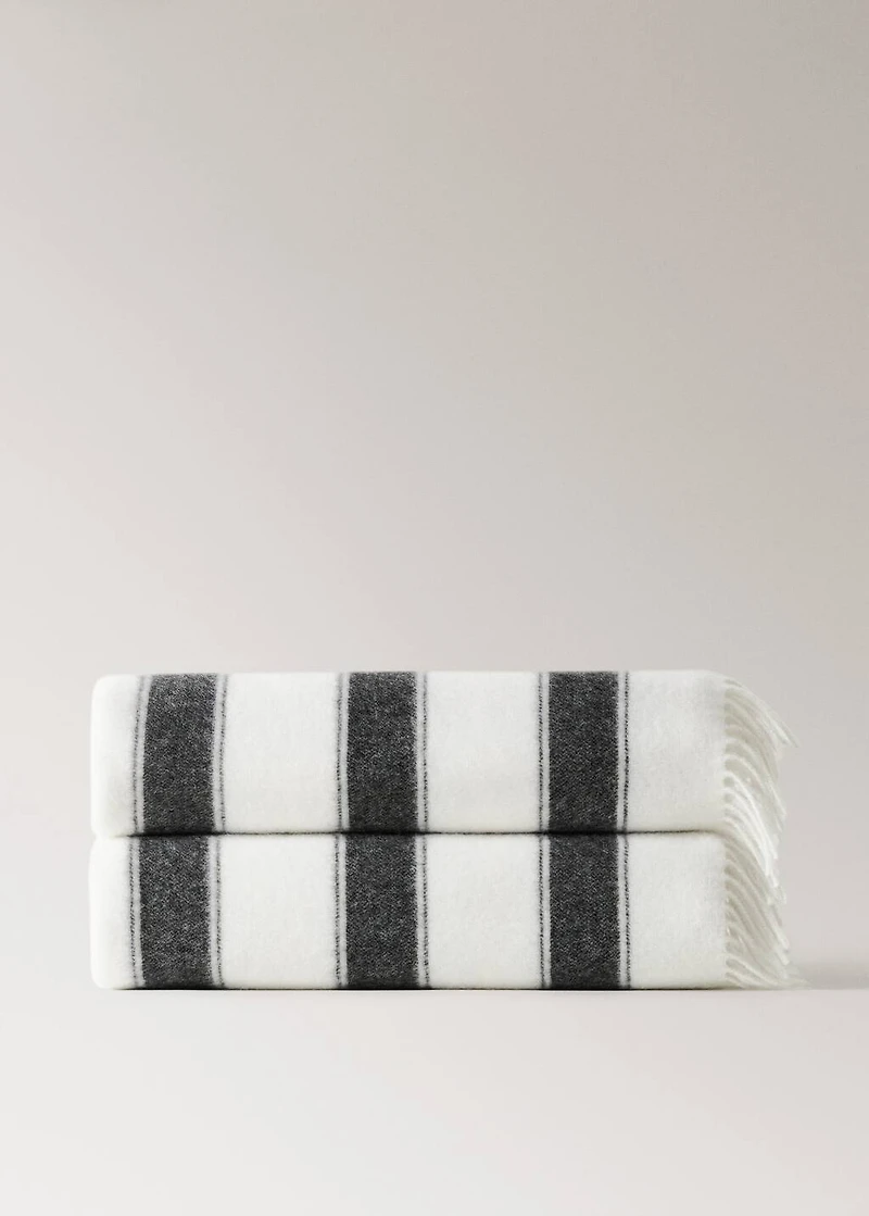 Two-colour striped wool blanket