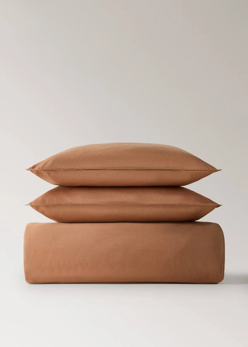 Washed cotton satin double-stitched duvet cover for / cm bed