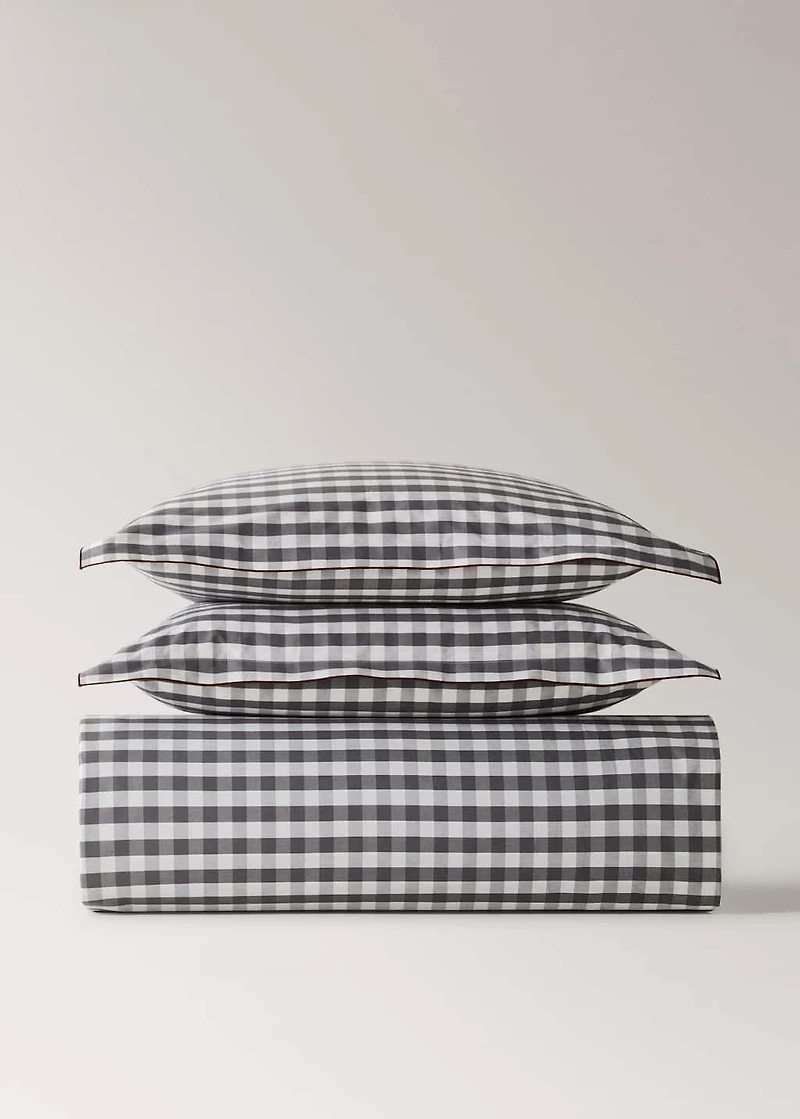 Percale cotton gingham check duvet cover for cm bed
