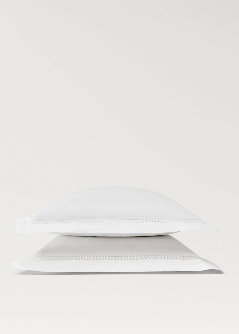 Two cotton percale pillowcases with inset 60x60 cm