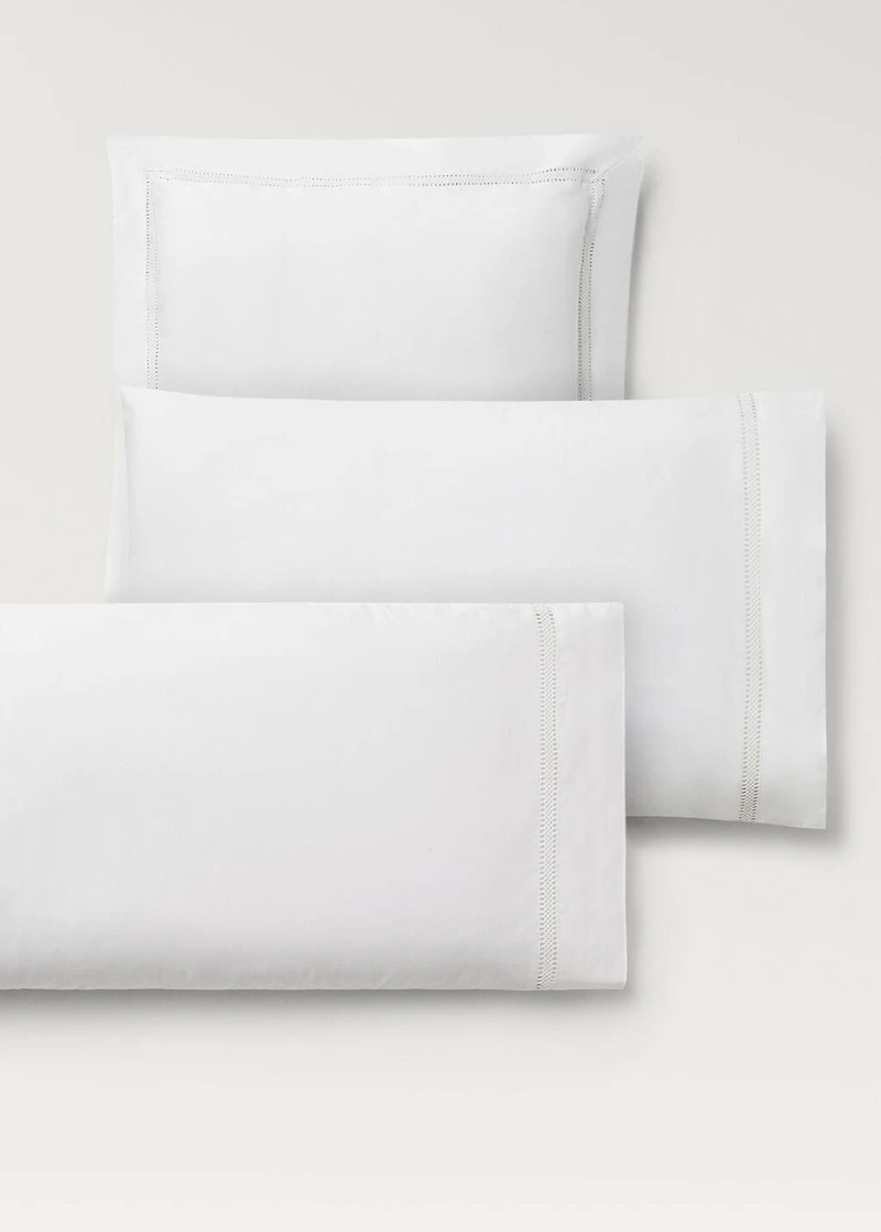 Two cotton percale pillowcases with inset 60x60 cm