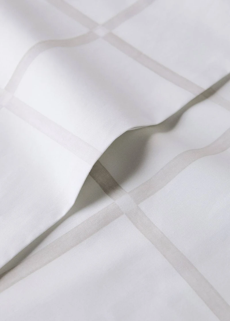 Percale cotton top sheet with a checked print for cm bed