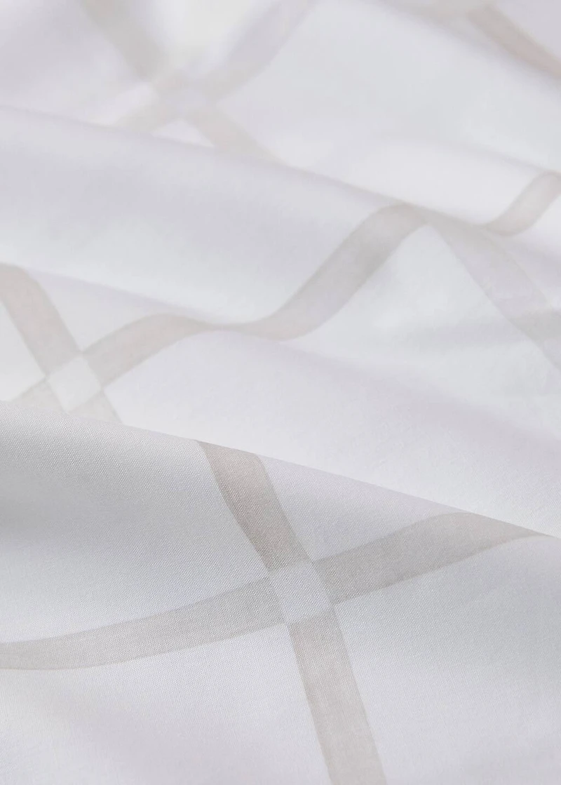 Percale cotton top sheet with a checked print for cm bed