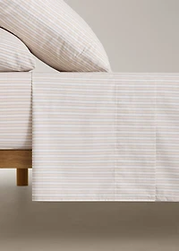 Children's percale cotton top sheet with fine stripe print for 135/140 cm bed