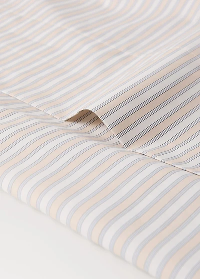 Children's percale cotton top sheet with fine stripe print for 135/140 cm bed