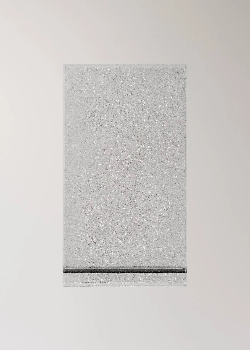 Washbasin towel with striped trim