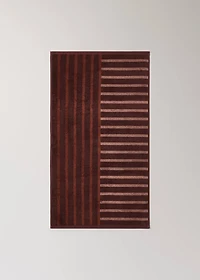 Cotton washbasin towel with two-tone stripes
