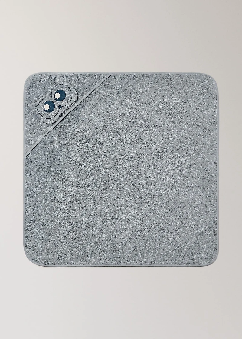 Children's terry cotton bath towel with owl design