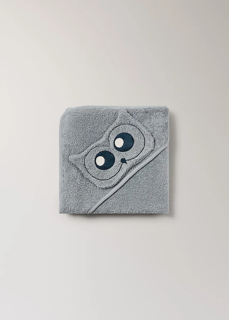 Children's terry cotton bath towel with owl design
