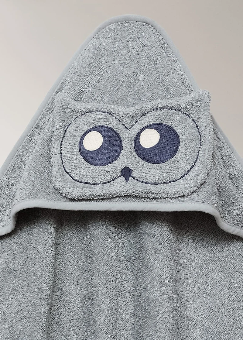Children's terry cotton bath towel with owl design