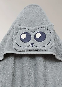 Children's terry cotton bath towel with owl design