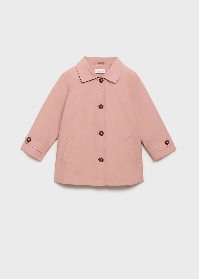 Cotton button-down trench coat