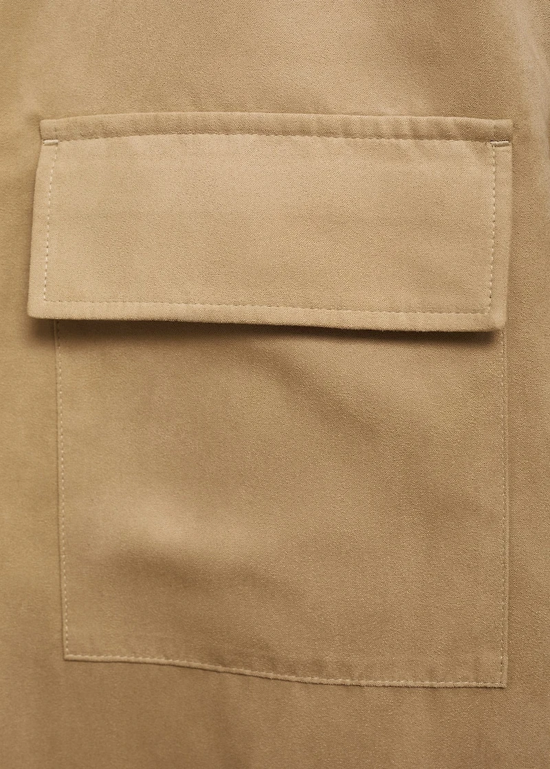 Suede leather-effect overshirt
