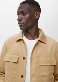 Suede leather-effect overshirt