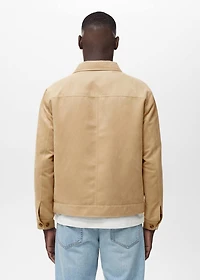 Suede leather-effect overshirt