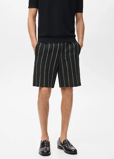 Striped linen-blend Bermuda shorts