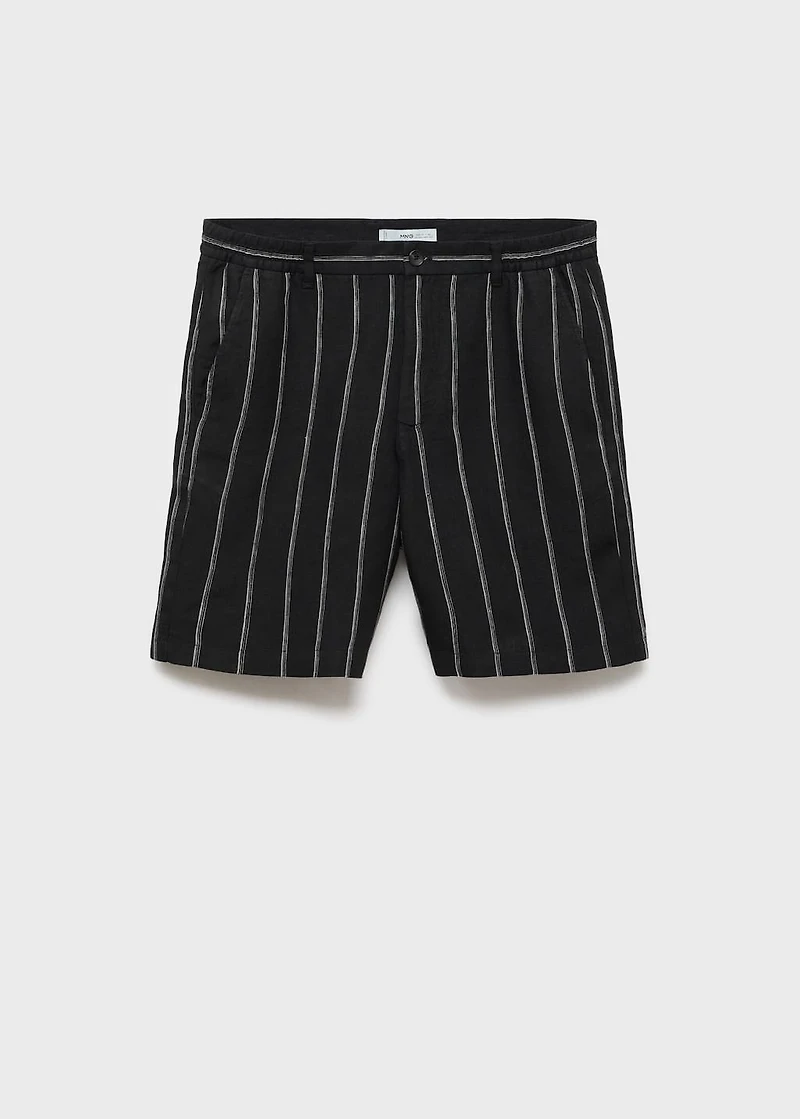 Striped linen-blend Bermuda shorts