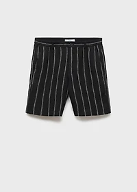 Striped linen-blend Bermuda shorts
