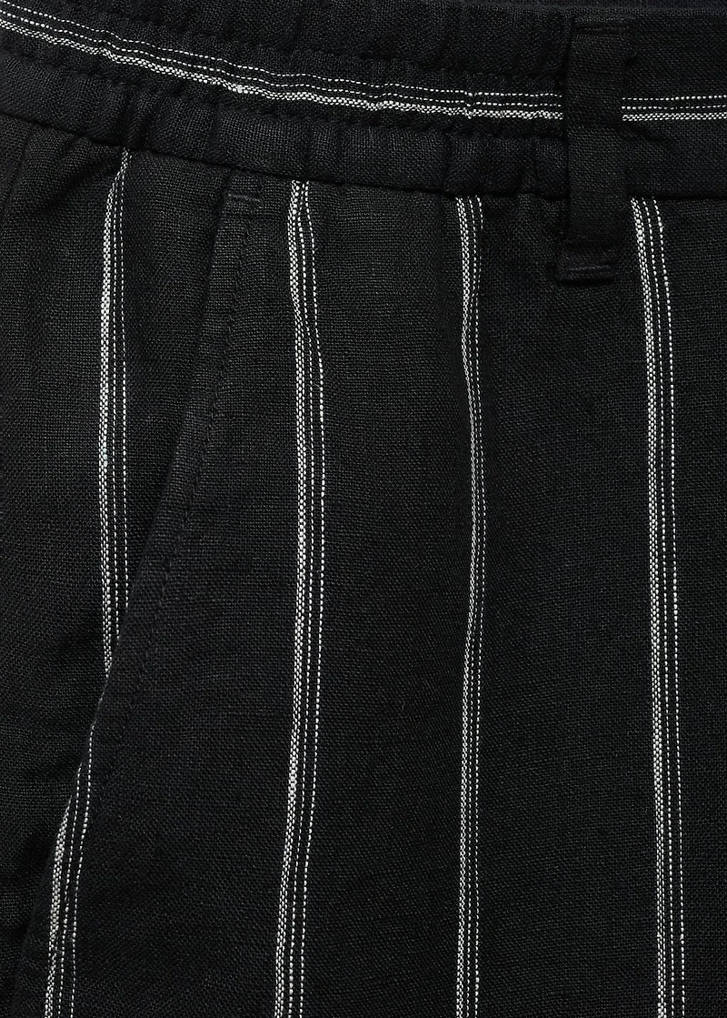 Striped linen-blend Bermuda shorts