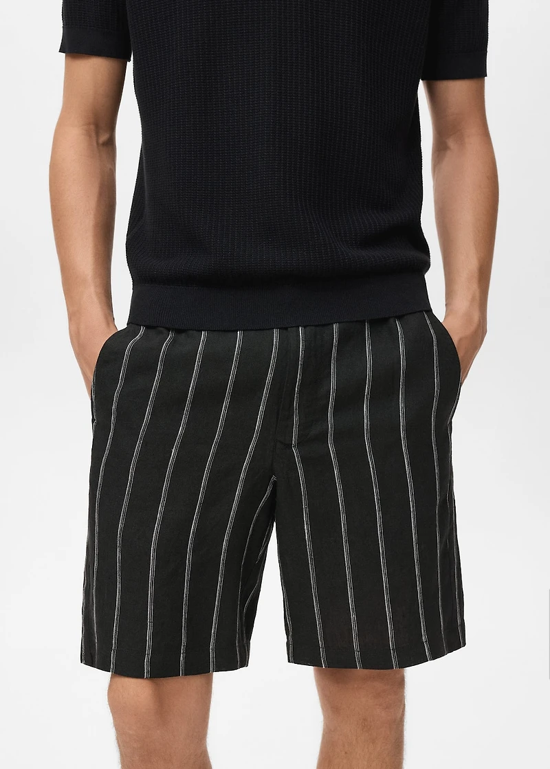 Striped linen-blend Bermuda shorts
