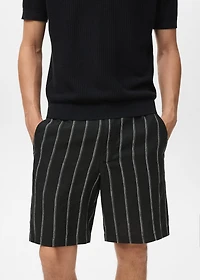 Striped linen-blend Bermuda shorts