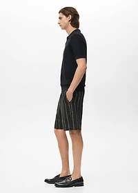 Striped linen-blend Bermuda shorts