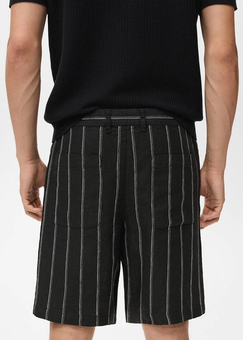 Striped linen-blend Bermuda shorts