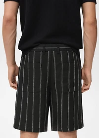 Striped linen-blend Bermuda shorts