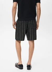 Striped linen-blend Bermuda shorts