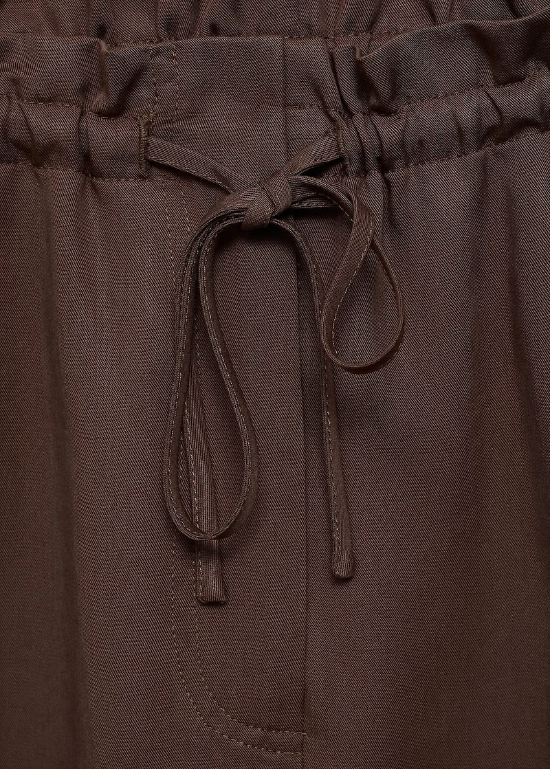 Lyocell wide leg pants with drawstring
