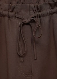 Lyocell wide leg pants with drawstring