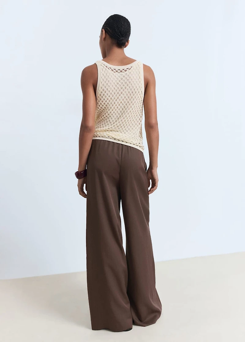 Lyocell wide leg pants with drawstring