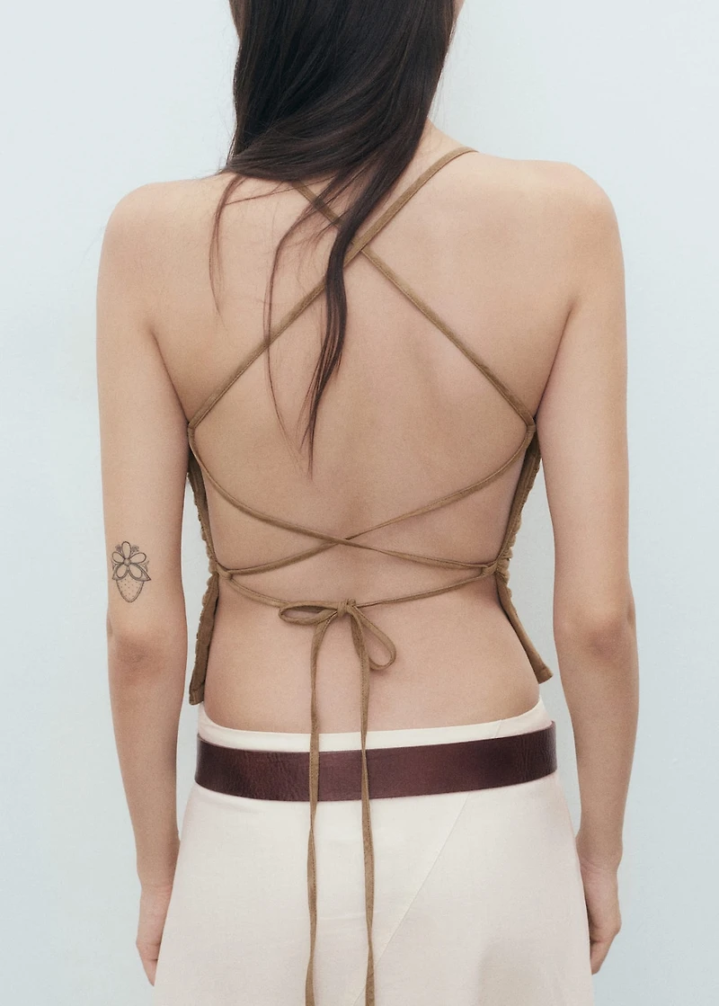 Cross-back draped top