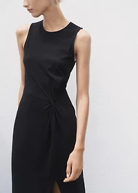 Gathered cotton midi-dress