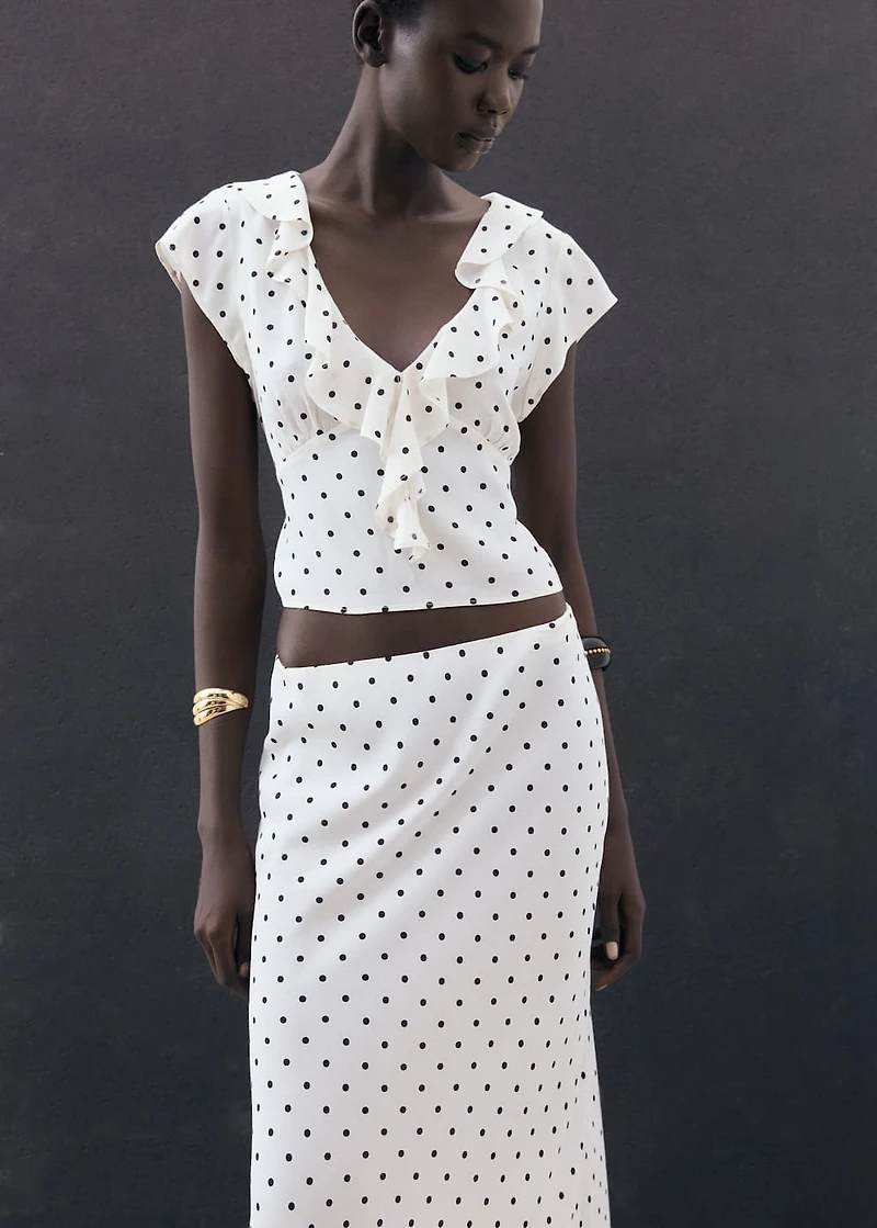 Long polka-dot skirt