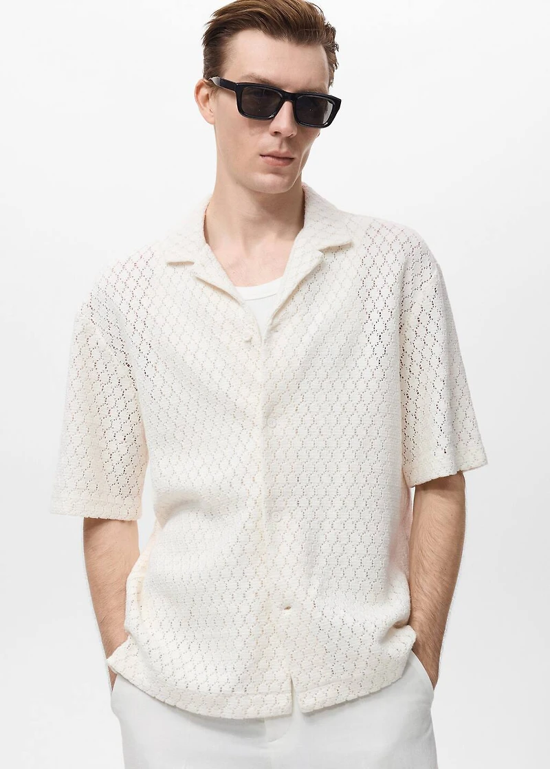Cotton blouse with lace detail