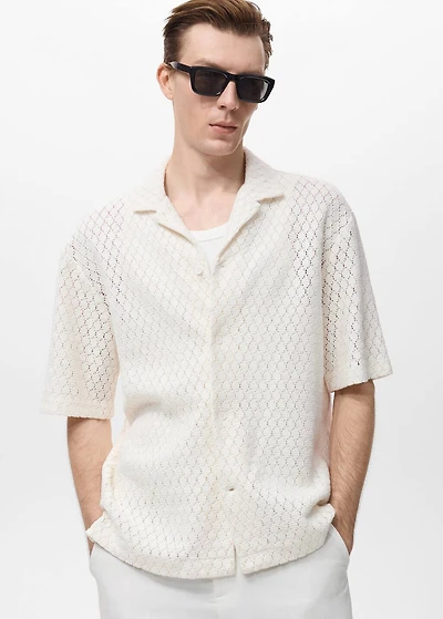 Cotton blouse with lace detail