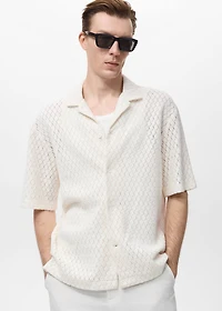 Cotton blouse with lace detail