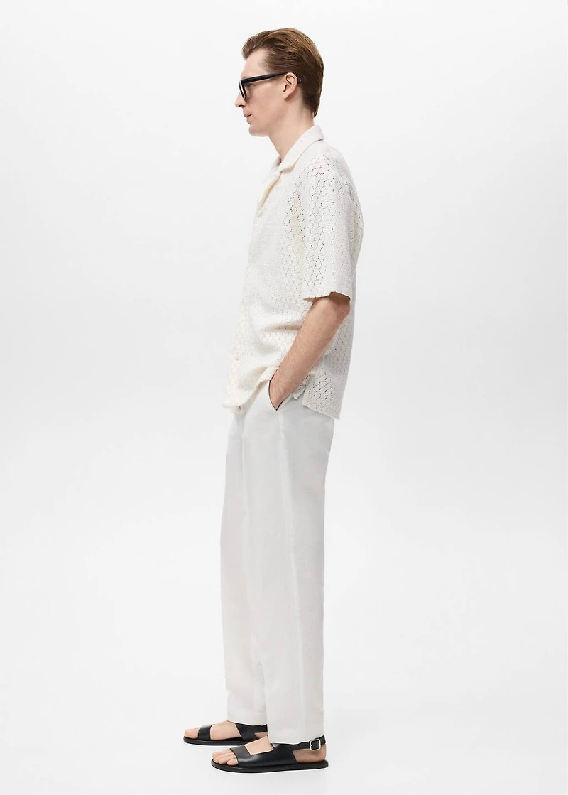 Cotton blouse with lace detail