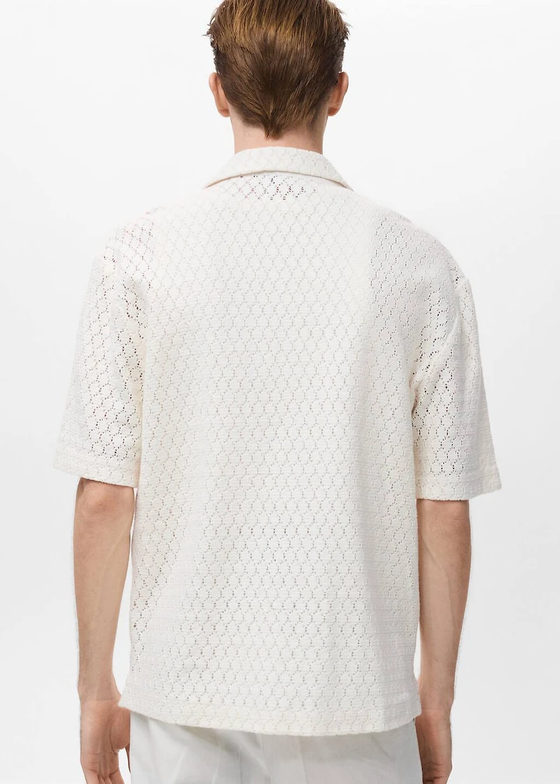 Cotton blouse with lace detail