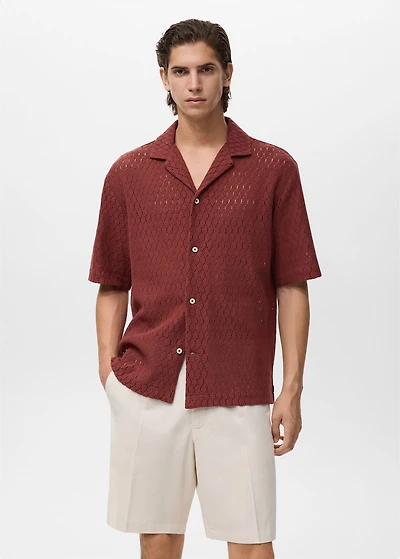 Cotton blouse with openwork detail