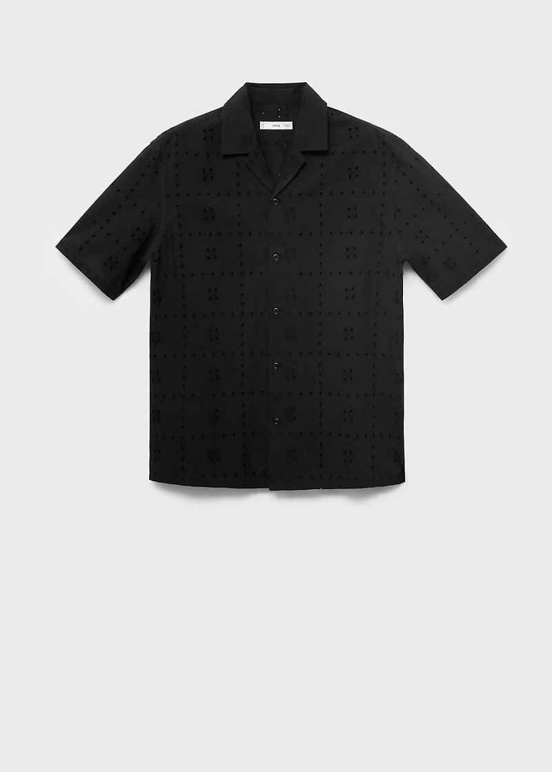 Shirt with embroidered eyelet details