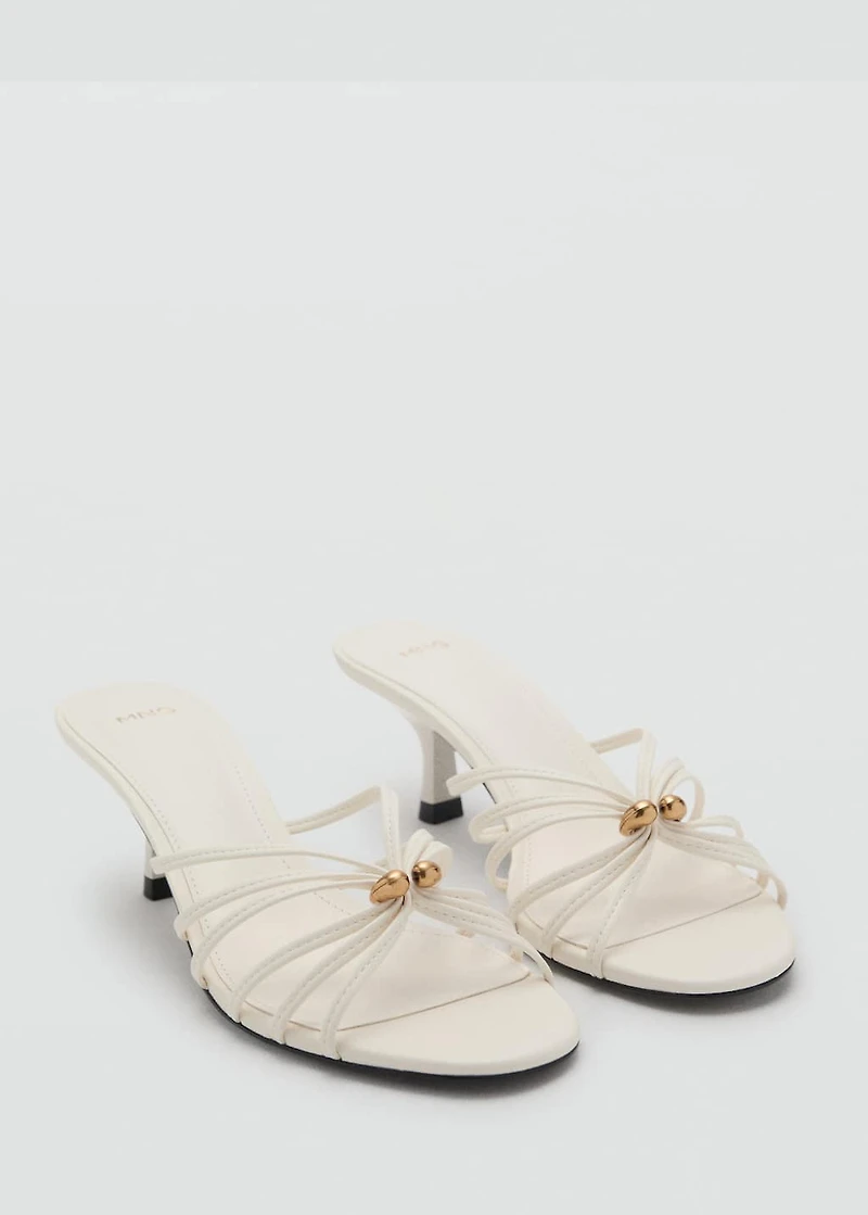 Kitten heel sandal with metallic detail