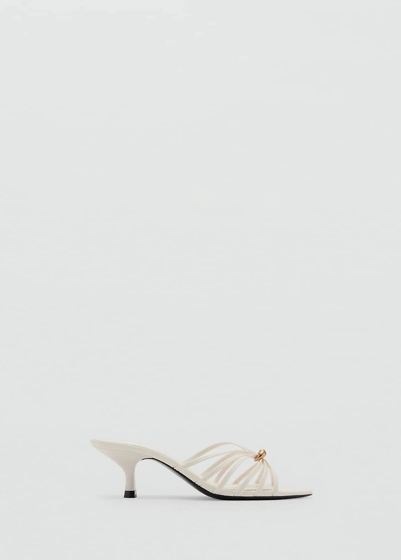 Kitten heel sandal with metallic detail
