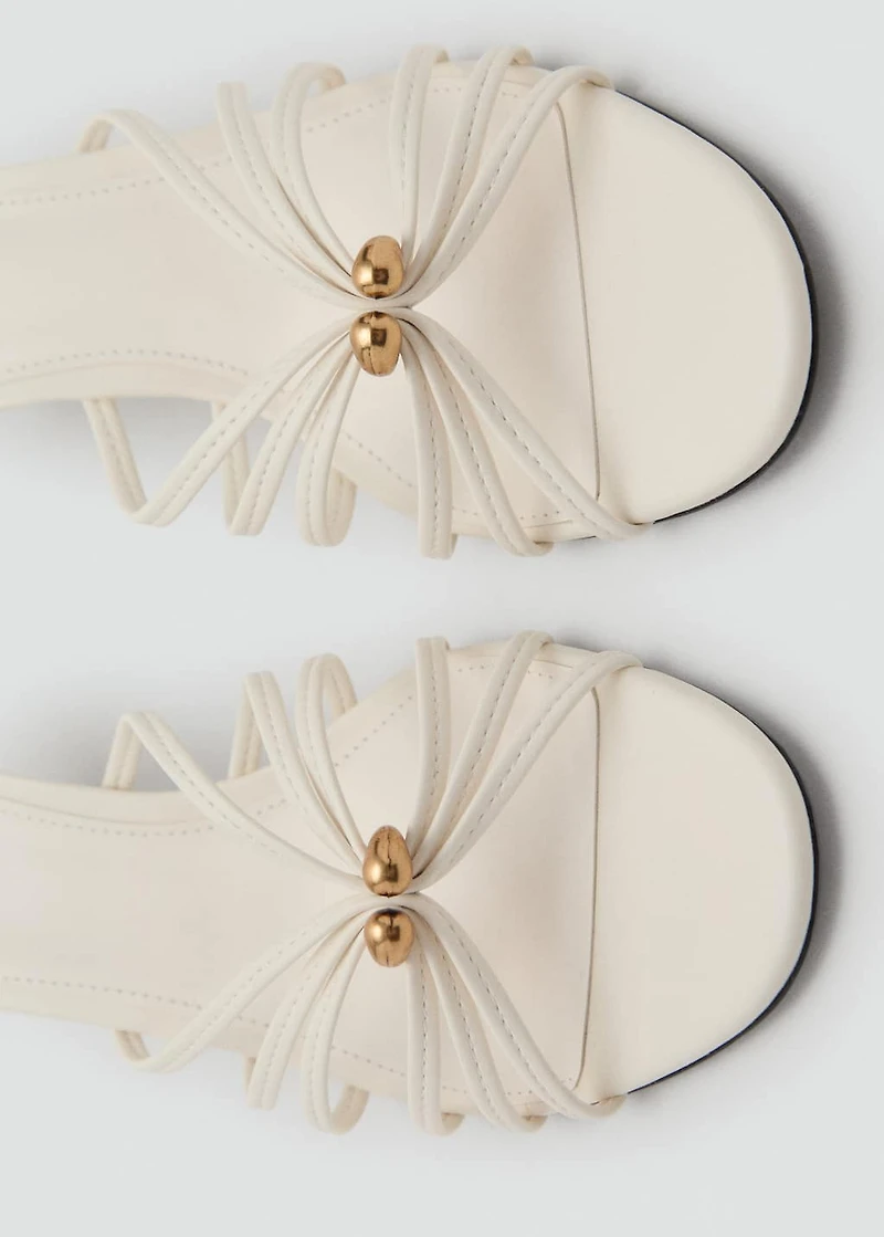 Kitten heel sandal with metallic detail